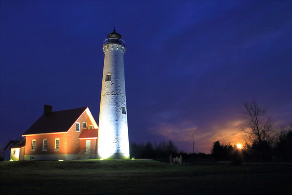 Tawas Point Lighthouse with super moon